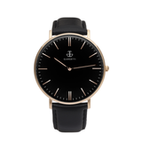 Kit 3: Reloj clásico negro - Color oro y correa negra. Correa adicional de acero inoxidable color oro